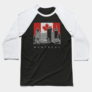 Montreal Canada Skyline Canadian Flag Baseball T-Shirt